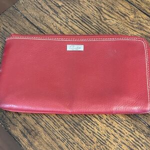 Buxton Red Leather Clutch